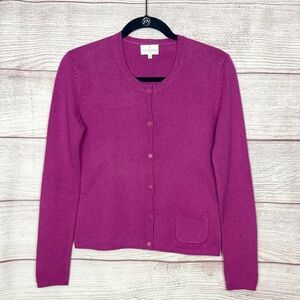 Eric Bompart Cashmere Silk Short Cardigan Sweater Fuchsia color Pocket S